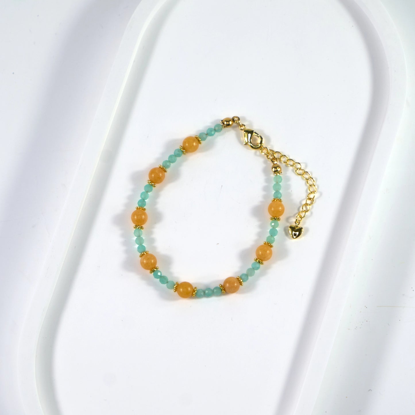 Stone of Courage - Aquamarine & Amber Crystal Bracelet