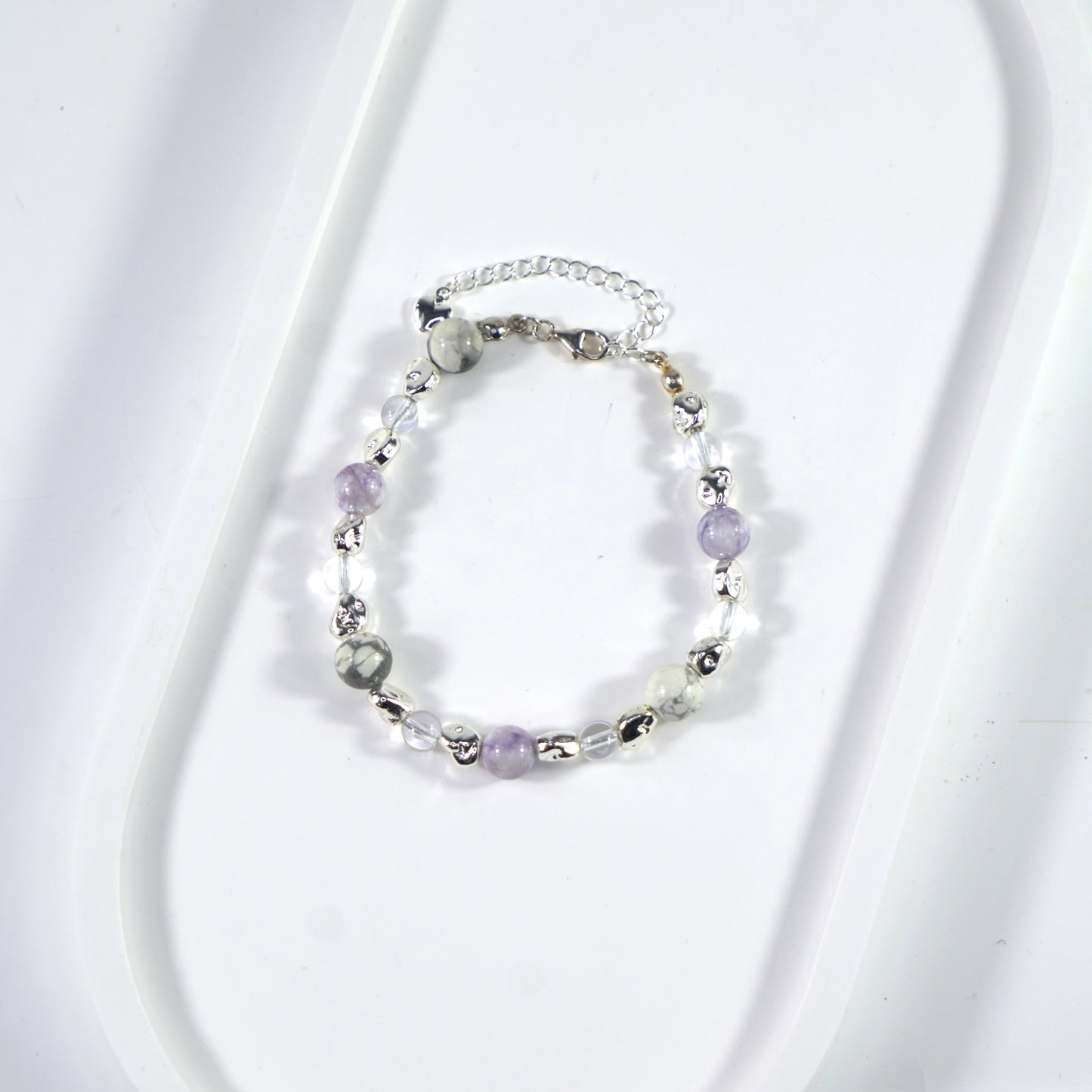 Stone of Deep Peace & Relaxation - Magnesite & Quartz Crystal Bracelet