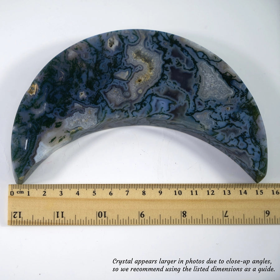 Stone of New Beginings - Moss Agate Moon Crescent