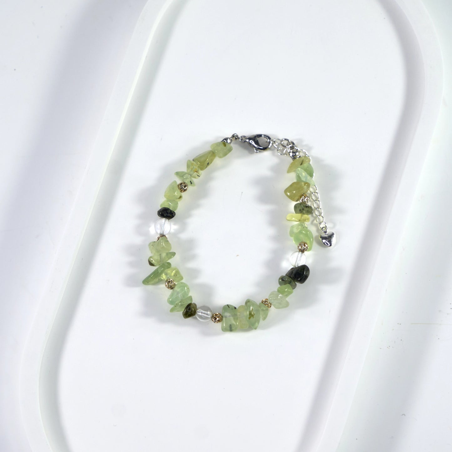 Stone of Prophecy - Prehnite & Quartz Crystal Bracelet