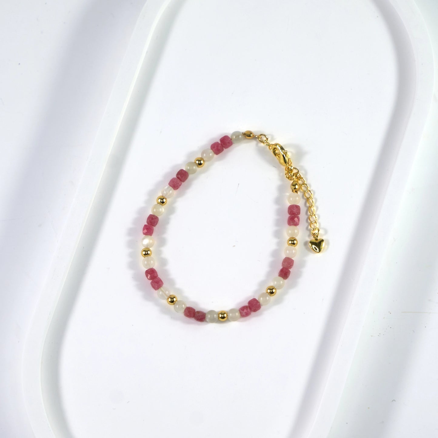 Stone of Compassion - Rhodonite & Moonstone Crystal Bracelet