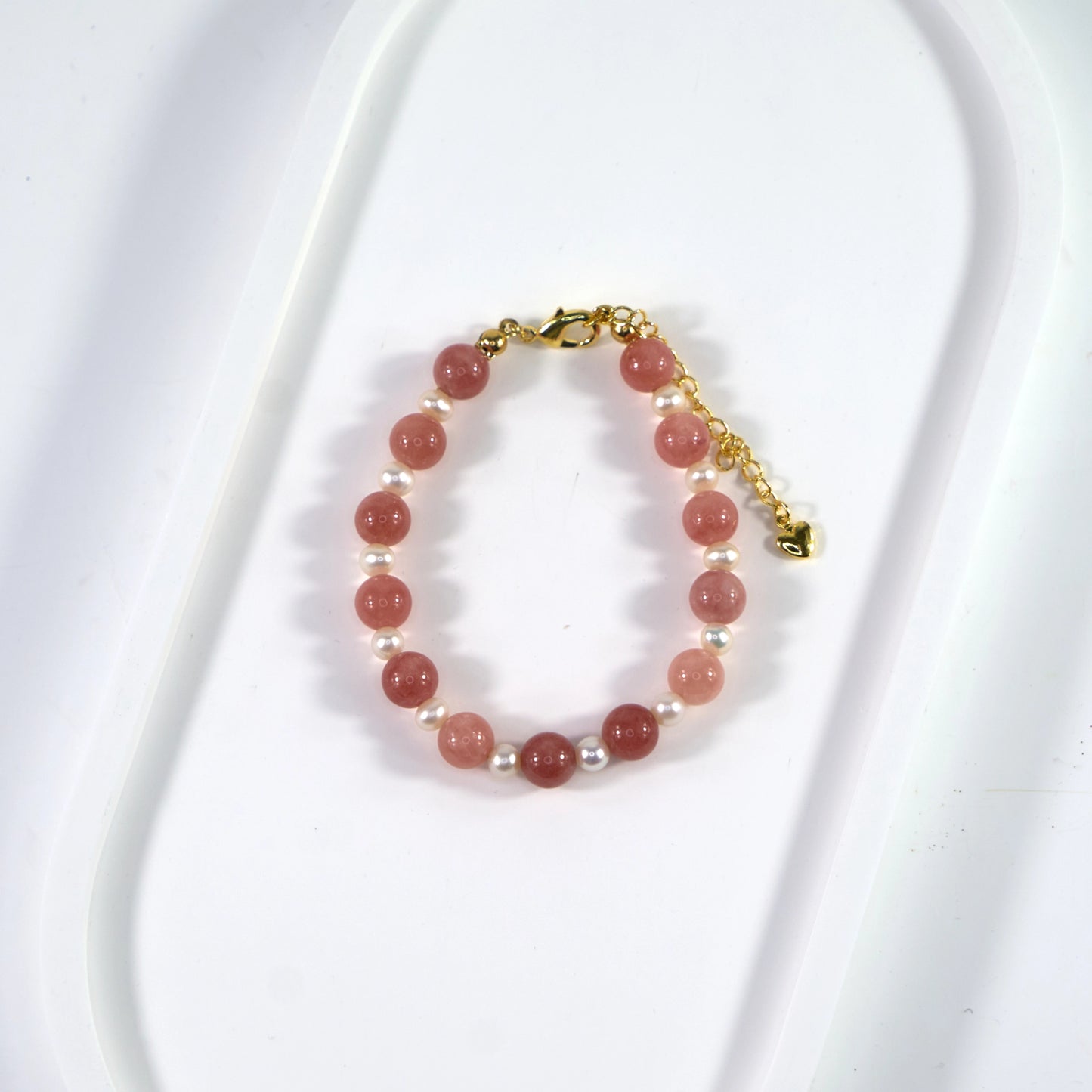Stone of Compassion - Rhodonite & Freshwater Pearl Crystal Bracelet