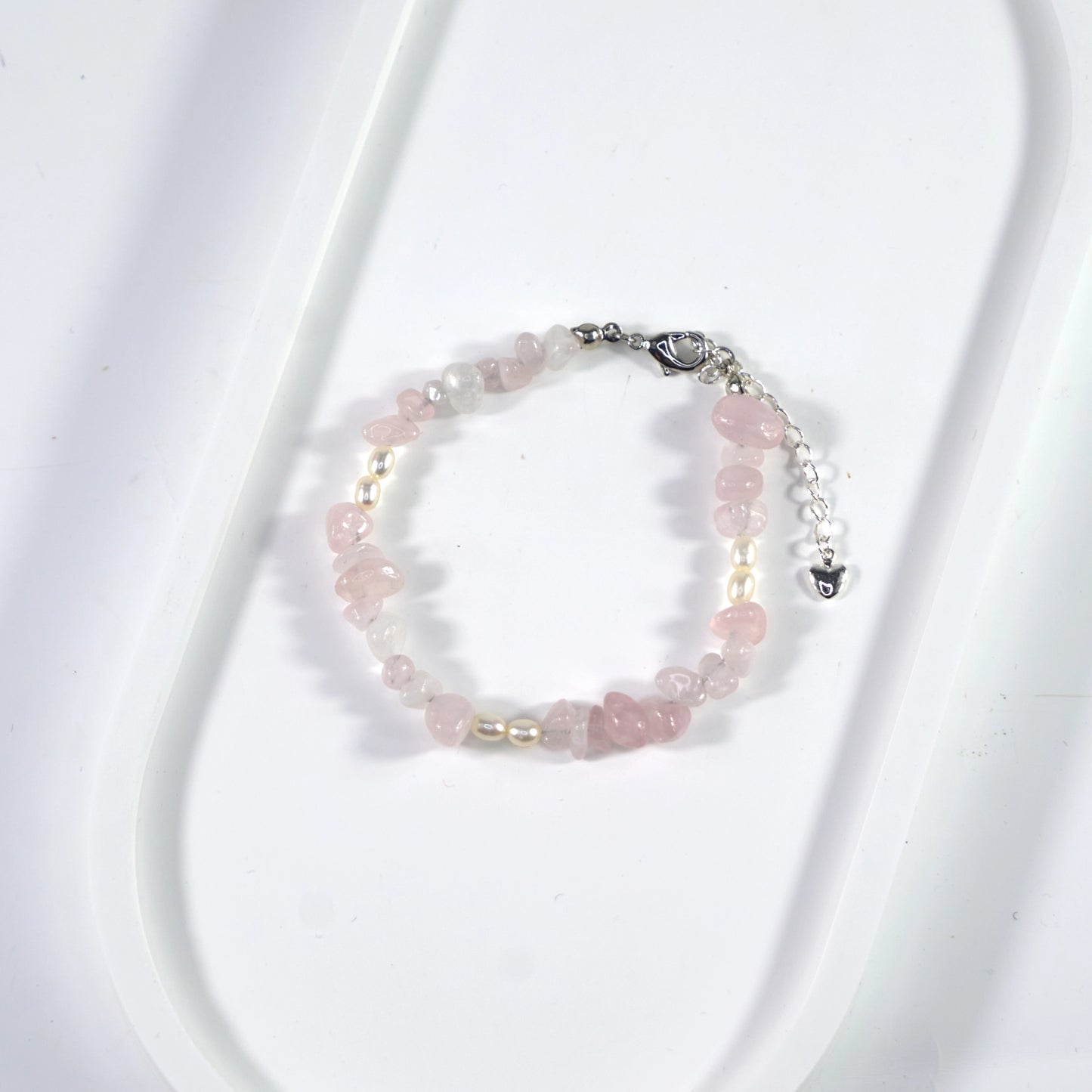 Stone of Love - Rose Quartz & Freshwater Pearl Crystal Bracelet