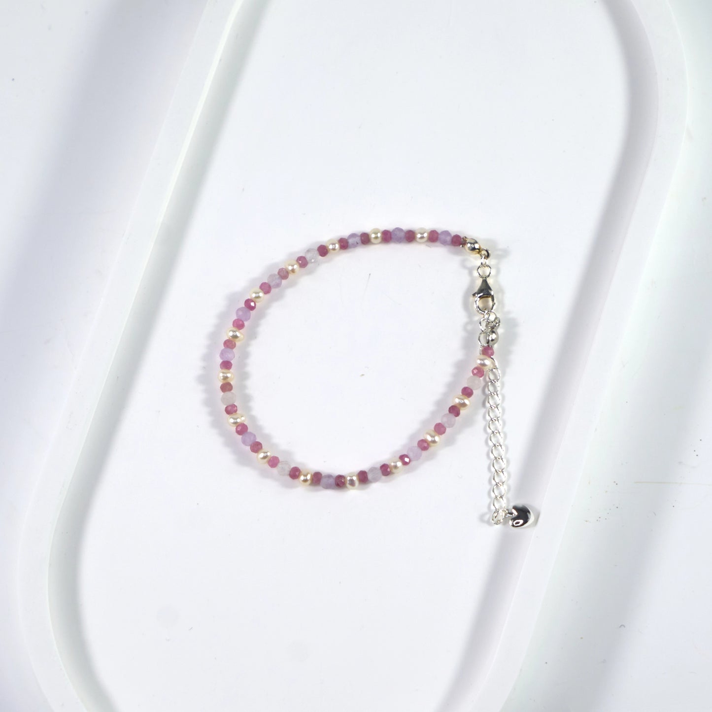 Stone of Love - Rose Quartz, Amethyst & Freshwater Pearl Crystal Bracelet