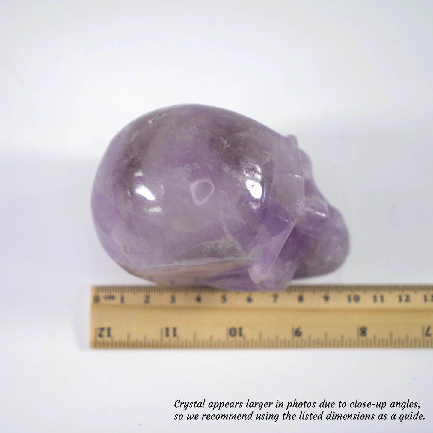 Overcome Worries & Fears - Unique Hand-Carved Amethyst Skull; 10x6x8cm, 661g