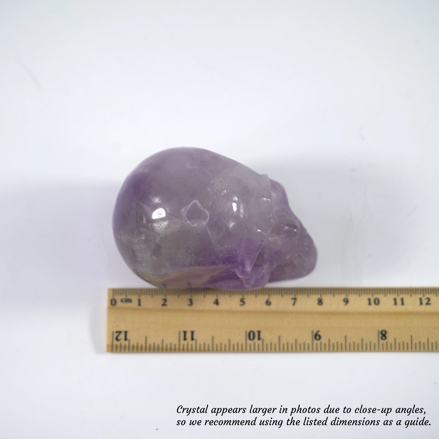 Overcome Worries & Fears - Unique Hand-Carved Amethyst Skull; 8x5x6cm, 306g