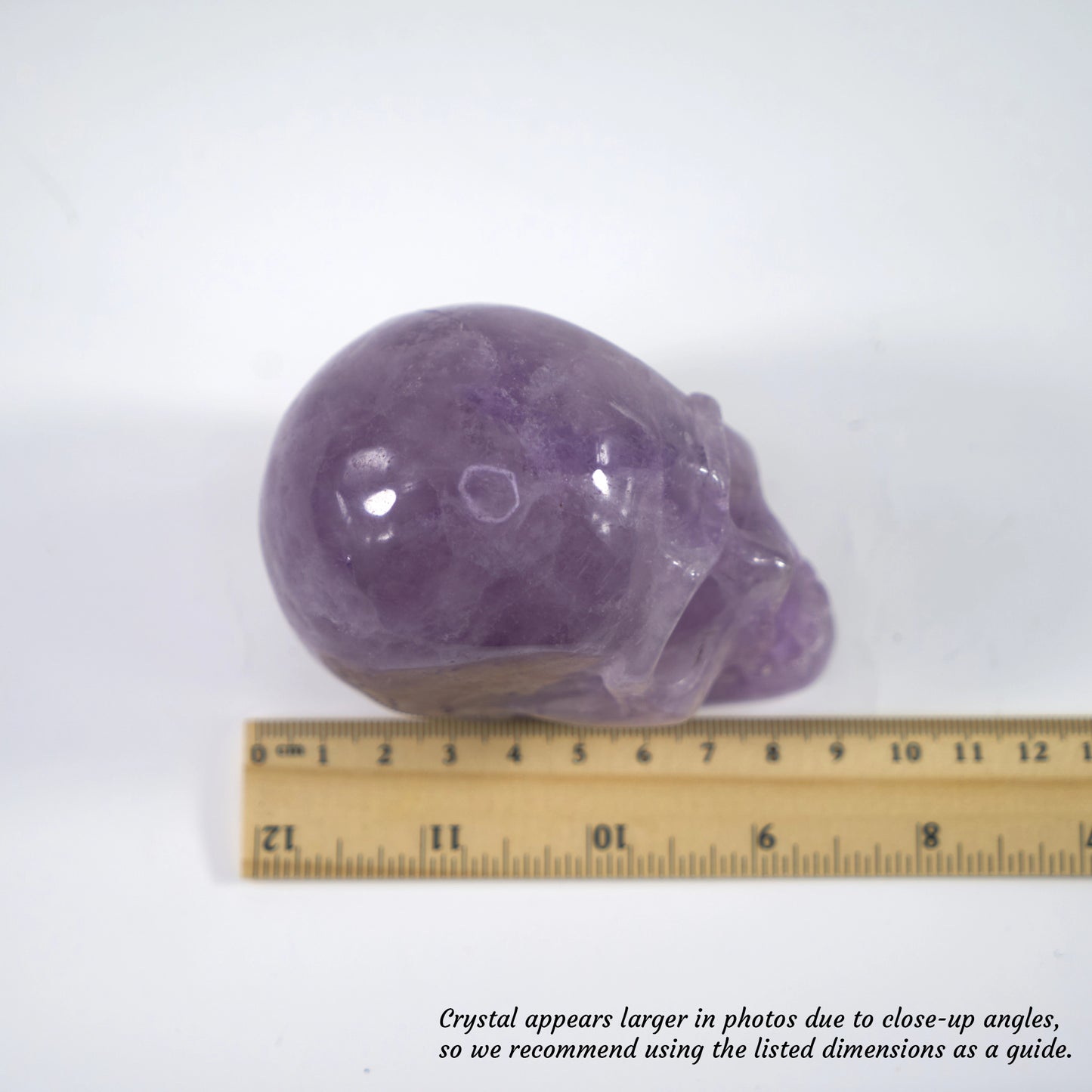 Overcome Worries & Fears - Unique Hand-Carved Amethyst Skull; 9x6x7cm, 471g