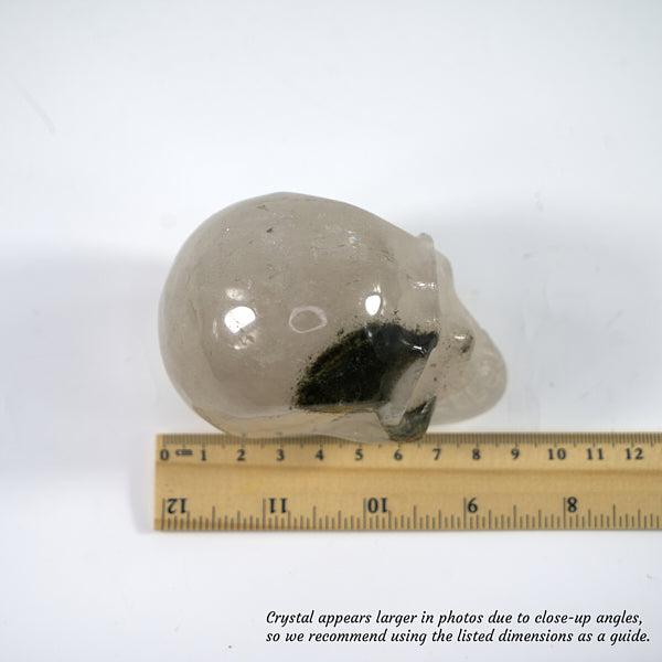 Release Emotional Blockages - Unique Hand-Carved Garden Quartz (Phantom Quartz) Skull; 9x6x6cm, 444g