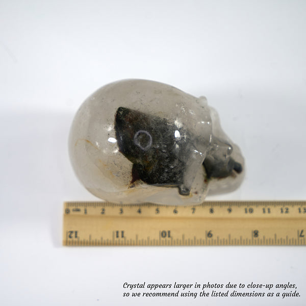 Release Emotional Blockages - Unique Hand-Carved Garden Quartz (Phantom Quartz) Skull; 10x6x7cm, 598g