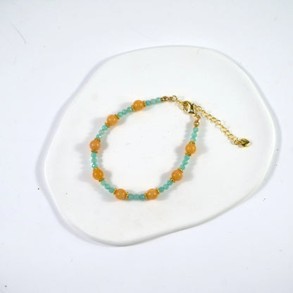 Stone of Courage - Aquamarine & Amber Crystal Bracelet