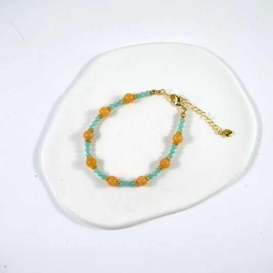 Stone of Courage - Aquamarine & Amber Crystal Bracelet