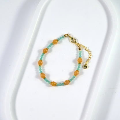 Stone of Courage - Aquamarine & Amber Crystal Bracelet