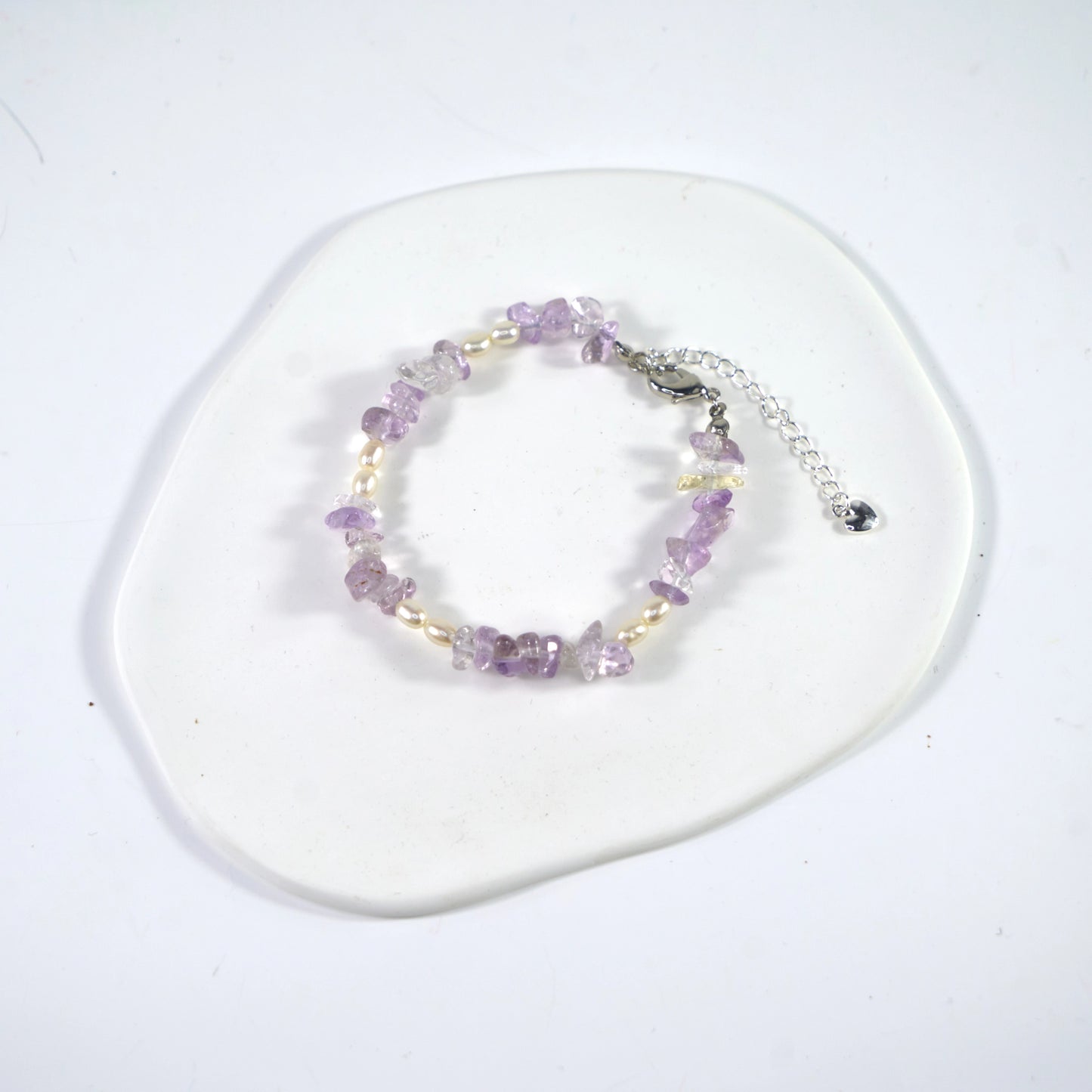 Promote Emotional Balance - Lavender Amethyst & Freshwater Pearl Crystal Bracelet