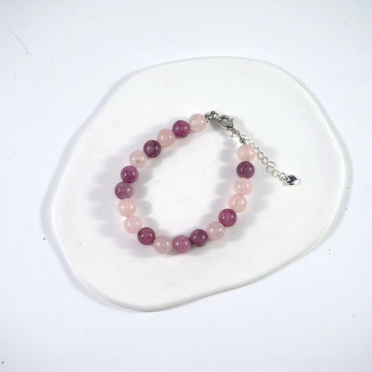 Promote Positive Change - Lepidolite & Rose Quartz Crystal Bracelet