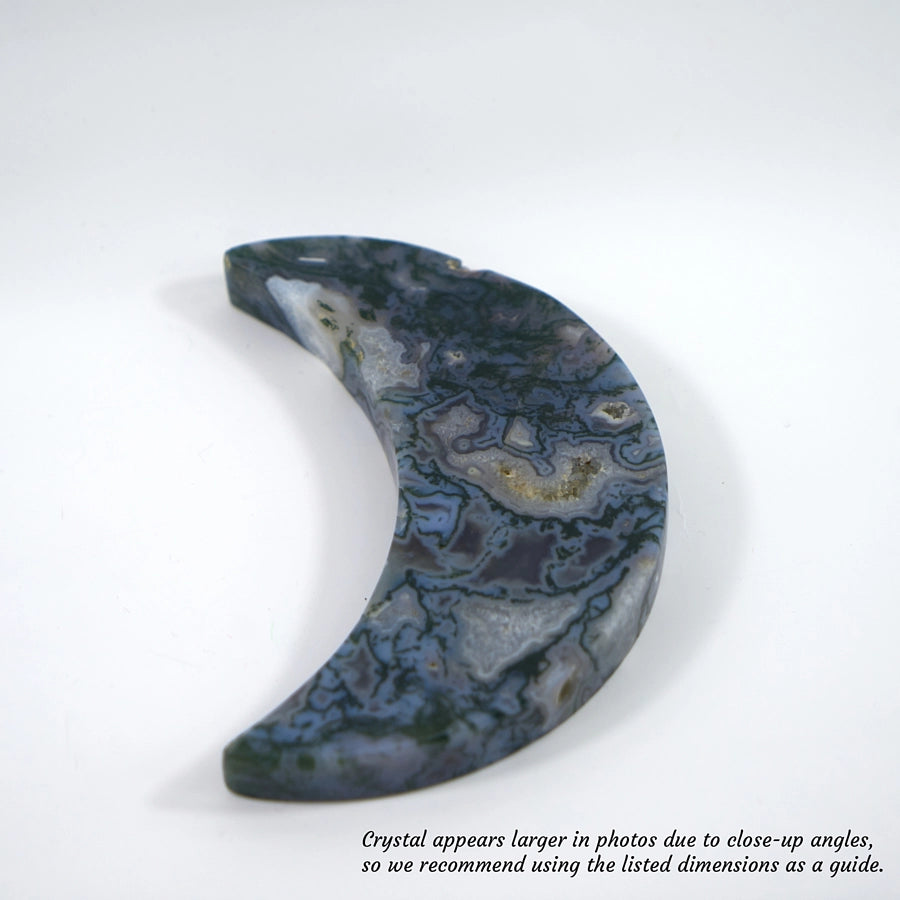Stone of New Beginings - Moss Agate Moon Crescent