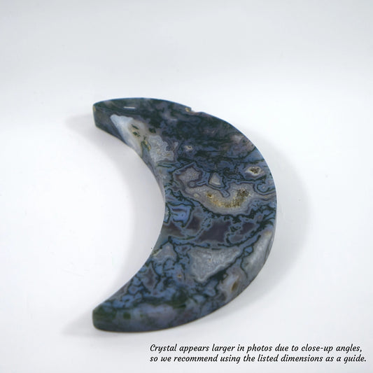 Stone of New Beginings - Moss Agate Moon Crescent