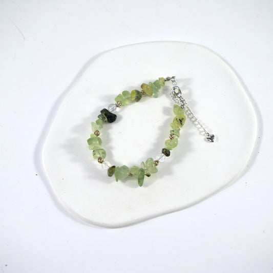 Stone of Prophecy - Prehnite & Quartz Crystal Bracelet