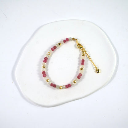 Stone of Compassion - Rhodonite & Moonstone Crystal Bracelet