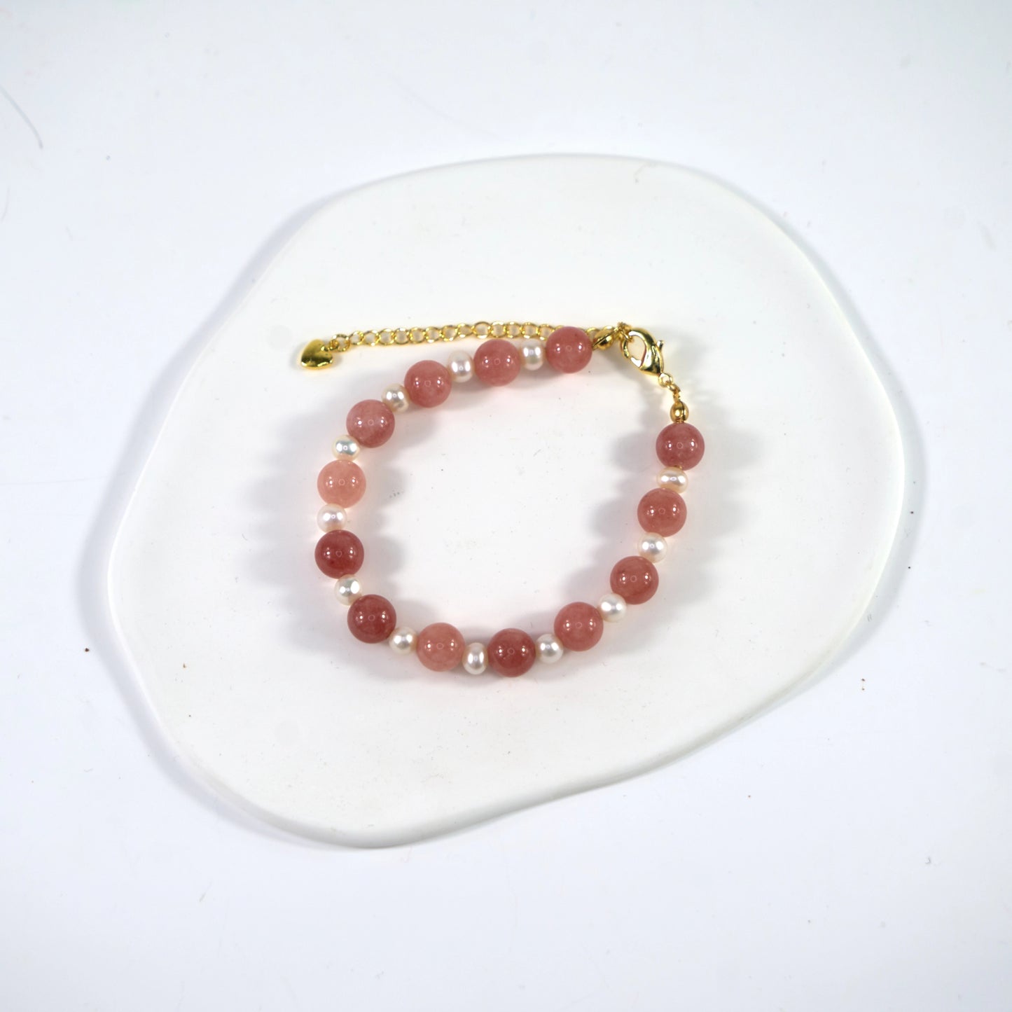 Stone of Compassion - Rhodonite & Freshwater Pearl Crystal Bracelet