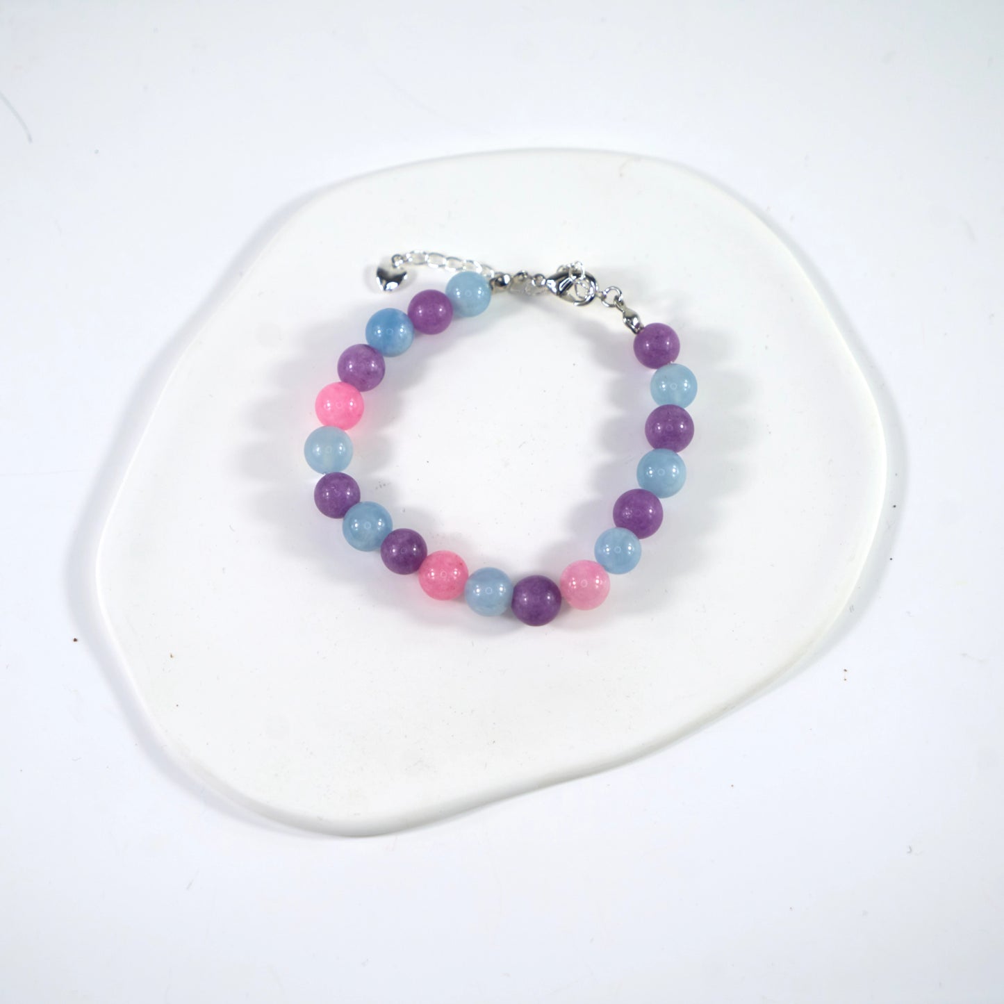 Bracelet en cristal de quartz rose, aigue-marine et améthyste