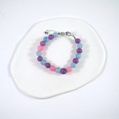 Bracelet en cristal de quartz rose, aigue-marine et améthyste