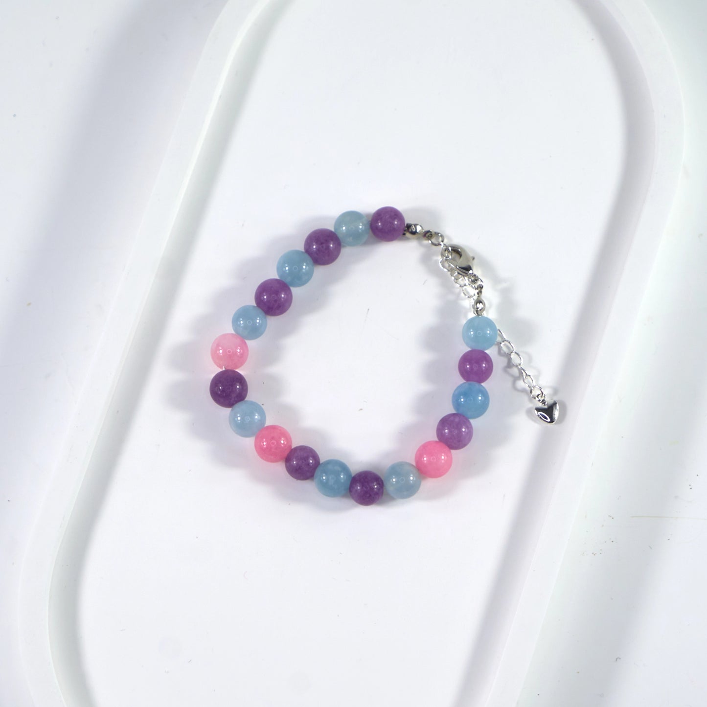 Bracelet en cristal de quartz rose, aigue-marine et améthyste