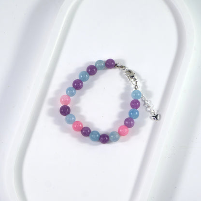 Bracelet en cristal de quartz rose, aigue-marine et améthyste