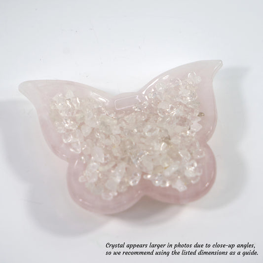 Stone of Love - Rose Quartz Crystal Charging Bowl with Complimentary Quartz Chips (Butterfly Shape)