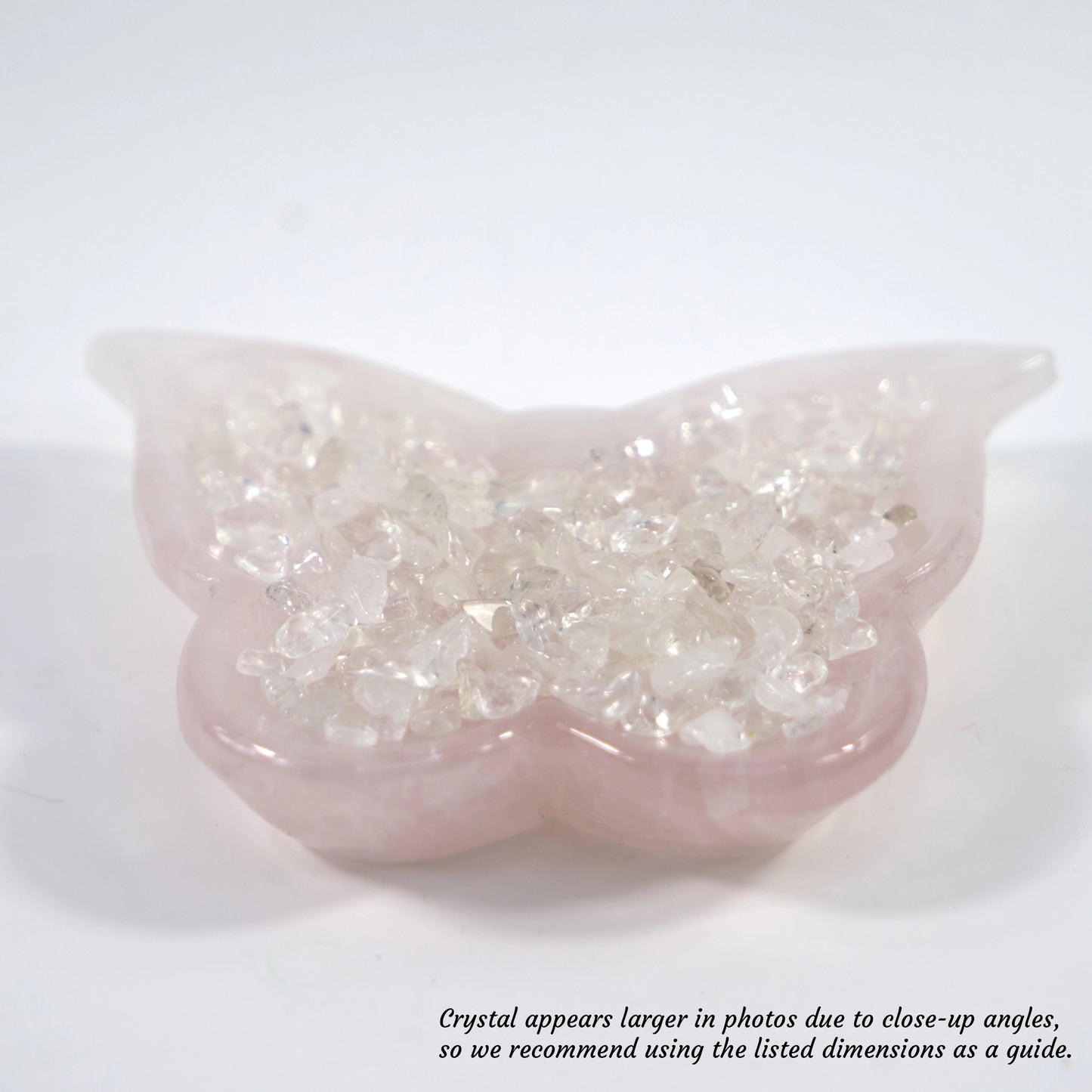 Stone of Love - Rose Quartz Crystal Charging Bowl with Complimentary Quartz Chips (Butterfly Shape)