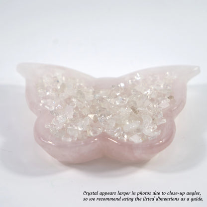 Stone of Love - Rose Quartz Crystal Charging Bowl with Complimentary Quartz Chips (Butterfly Shape)