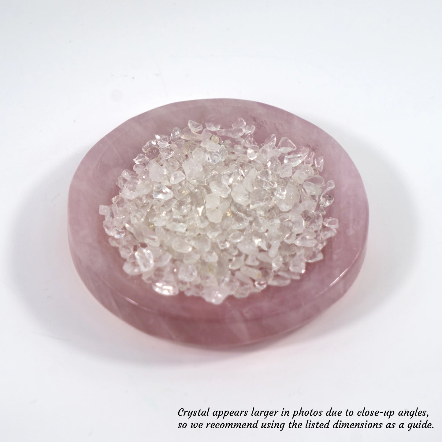 Stone of Love - Rose Quartz Crystal Charging Bowl with Complimentary Quartz Chips (Round Shape)
