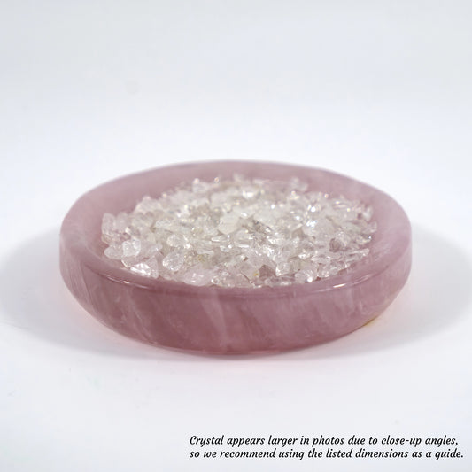 Stone of Love - Rose Quartz Crystal Charging Bowl with Complimentary Quartz Chips (Round Shape)
