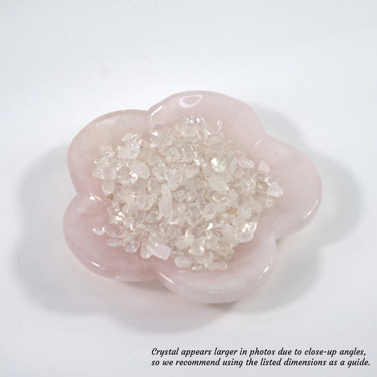Stone of Love - Rose Quartz Crystal Charging Bowl with Complimentary Quartz Chips (Flower Shape)