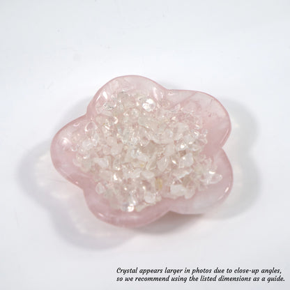 Stone of Love - Rose Quartz Crystal Charging Bowl with Complimentary Quartz Chips (Flower Shape)