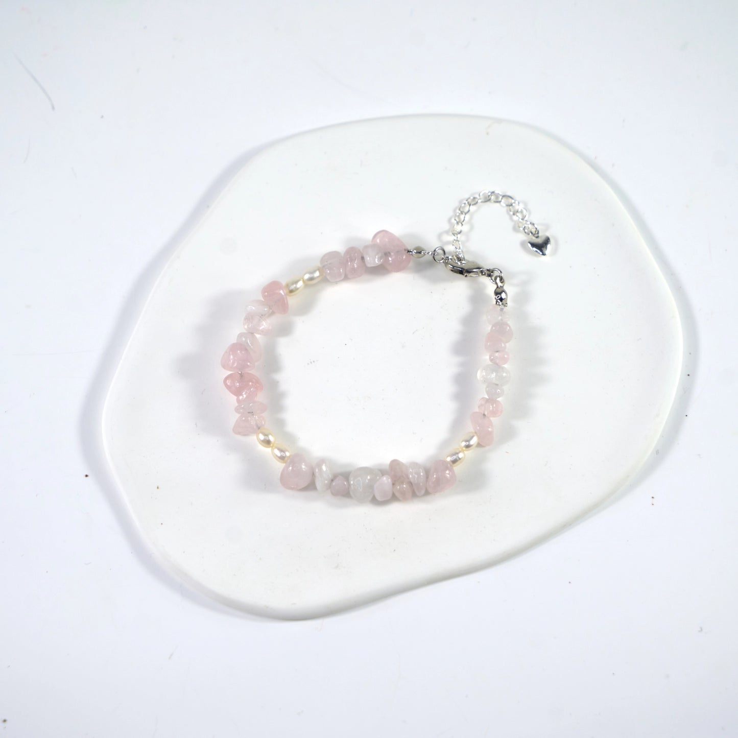 Stone of Love - Rose Quartz & Freshwater Pearl Crystal Bracelet