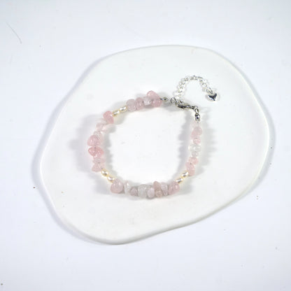 Stone of Love - Rose Quartz & Freshwater Pearl Crystal Bracelet