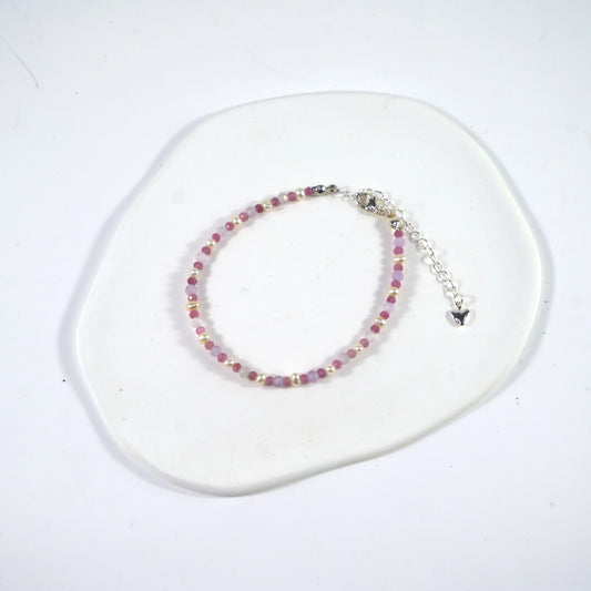 Stone of Love - Rose Quartz, Amethyst & Freshwater Pearl Crystal Bracelet