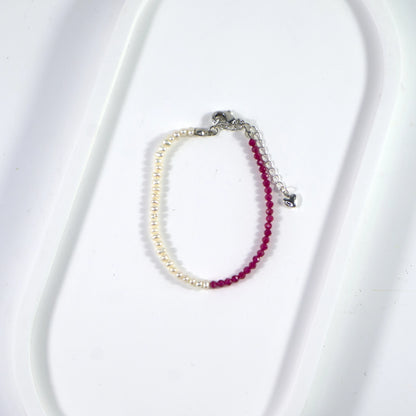 Bracelet en rubis et perles d'eau douce