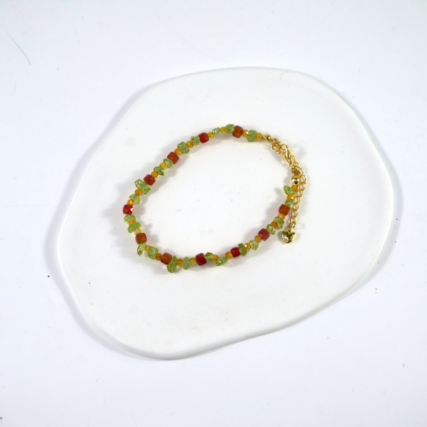 Bracelet en cristal de spessartine et de préhnite