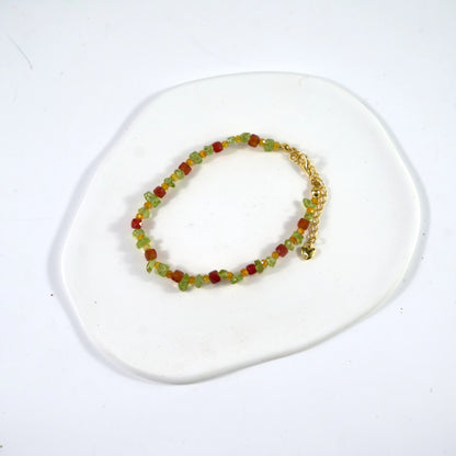 Bracelet en cristal de spessartine et de préhnite