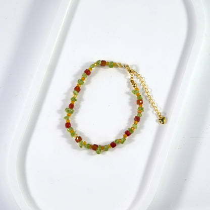 Bracelet en cristal de spessartine et de préhnite