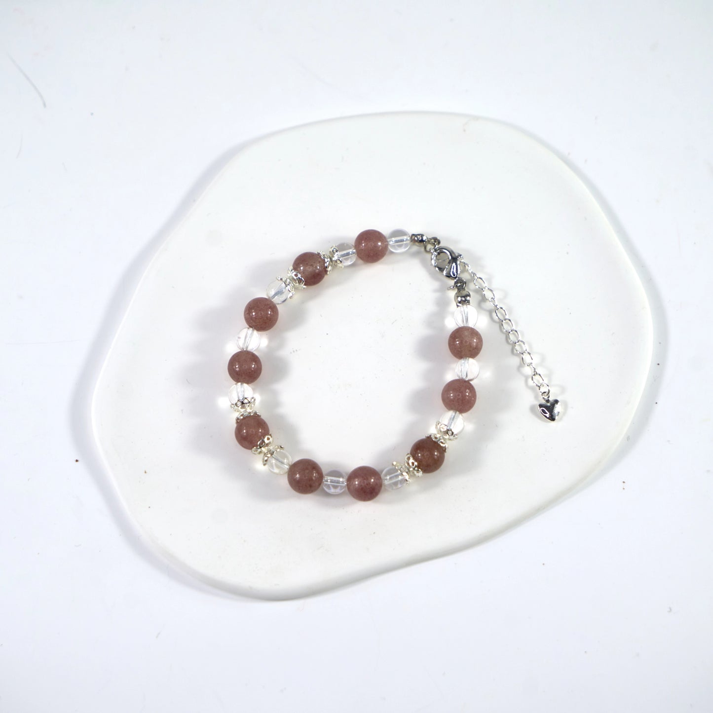 Bracelet en quartz fraise et cristal de quartz