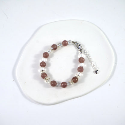 Bracelet en quartz fraise et cristal de quartz