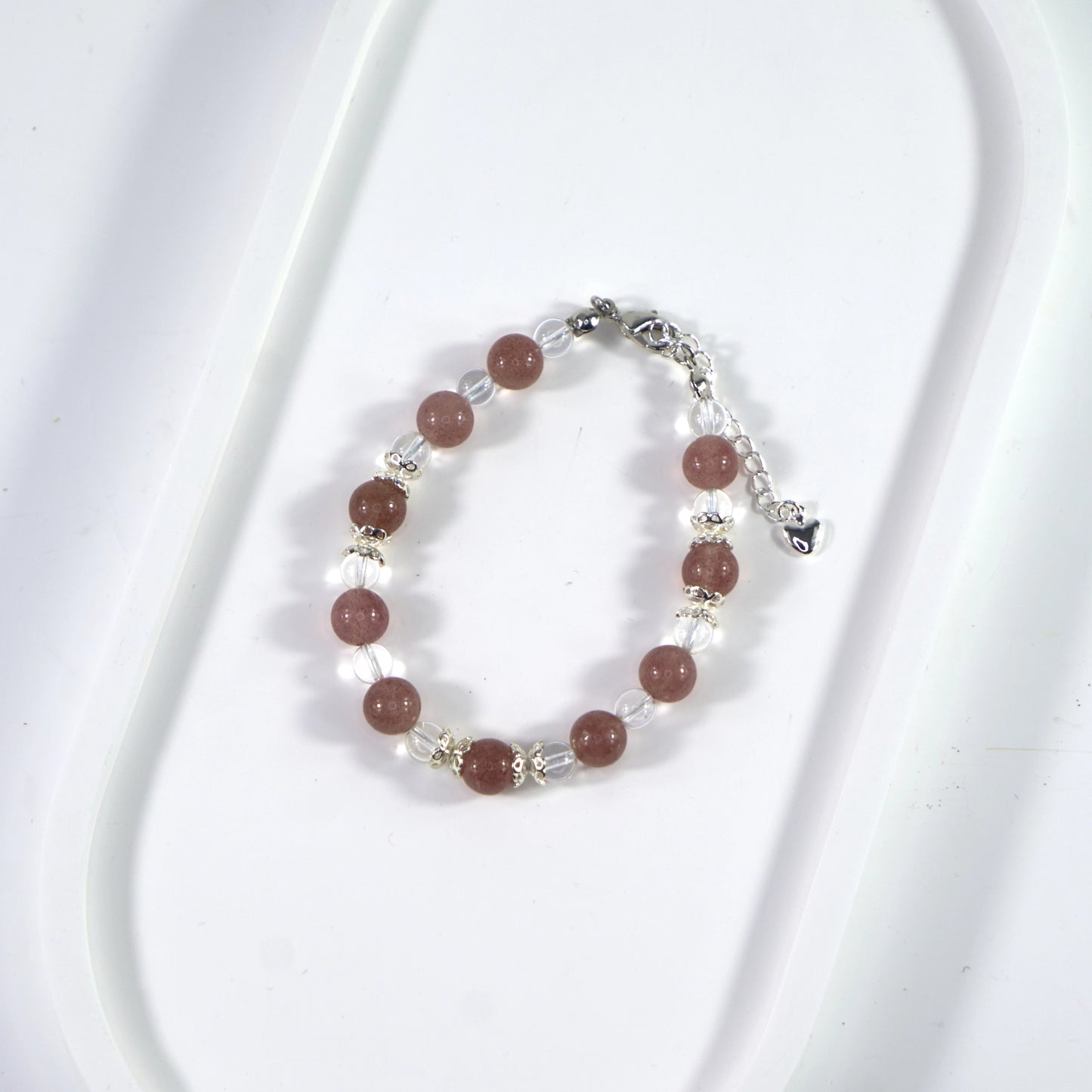 Bracelet en quartz fraise et cristal de quartz
