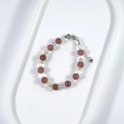 Bracelet en quartz fraise et cristal de quartz