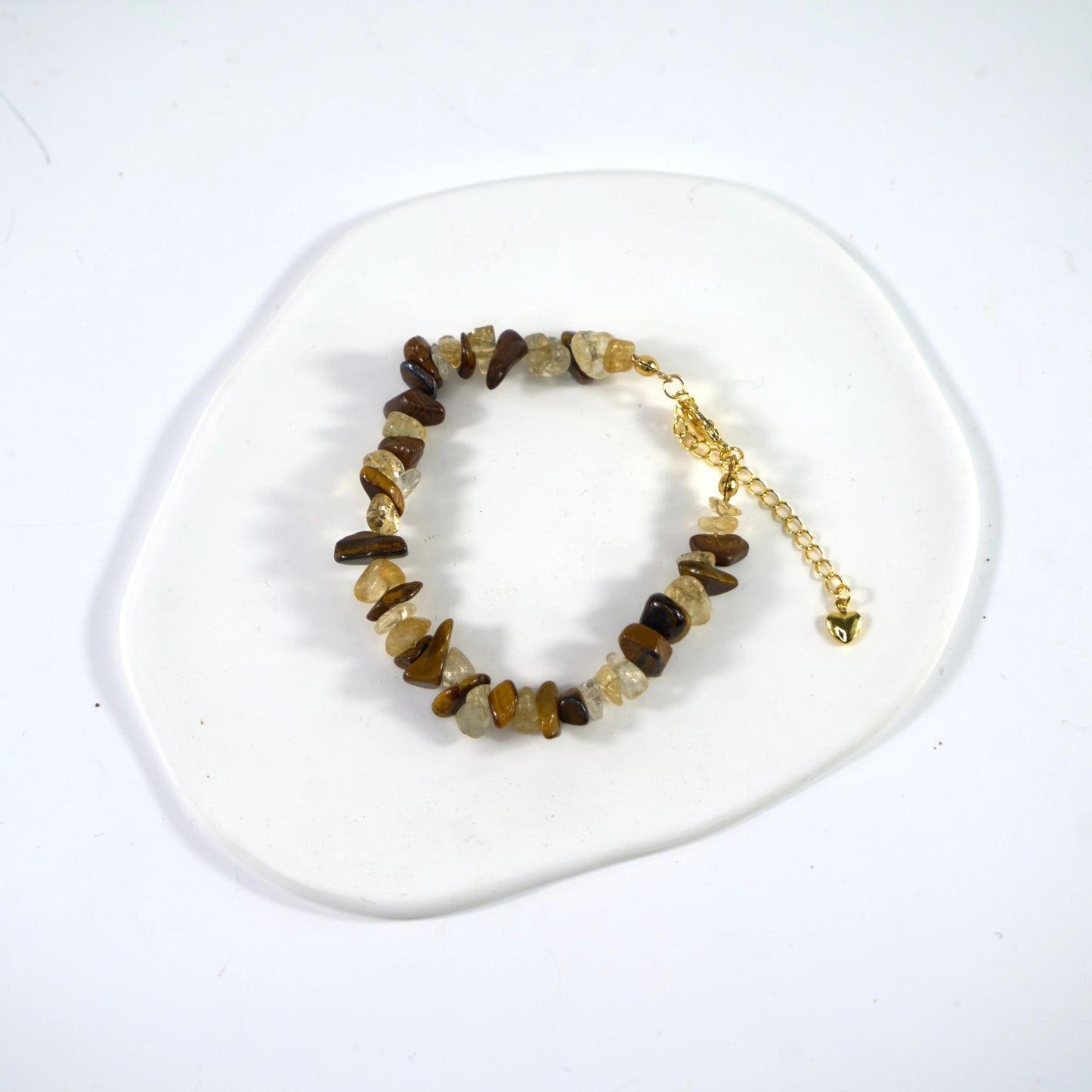 Bracelet en cristal de quartz citrine et œil de tigre