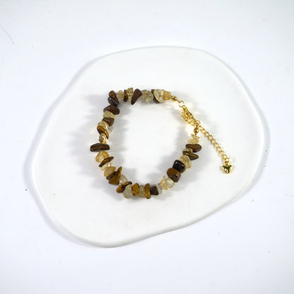 Bracelet en cristal de quartz citrine et œil de tigre