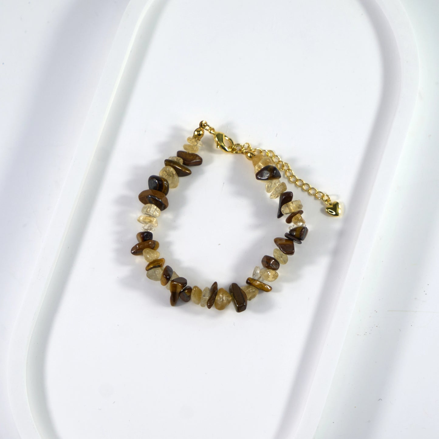 Bracelet en cristal de quartz citrine et œil de tigre