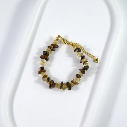 Bracelet en cristal de quartz citrine et œil de tigre