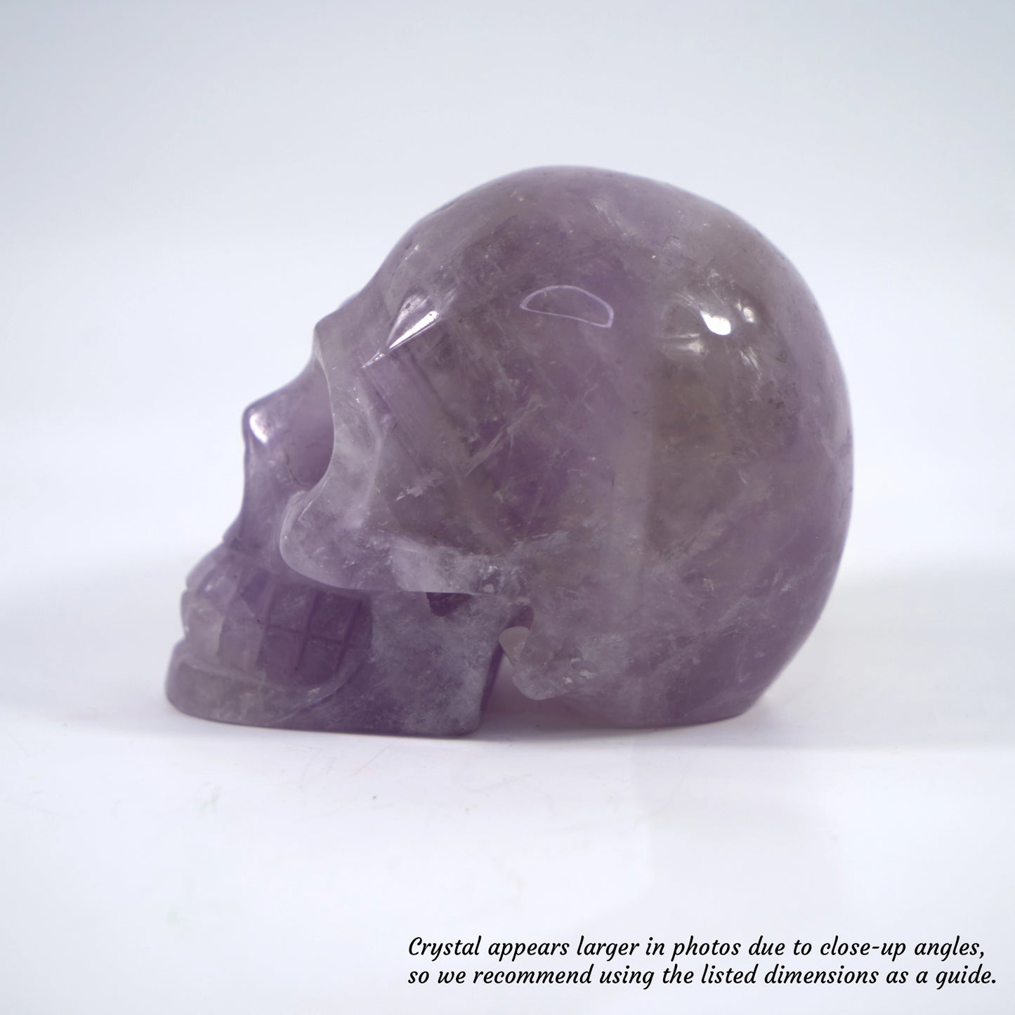 Overcome Worries & Fears - Unique Hand-Carved Amethyst Skull; 10x6x8cm, 661g